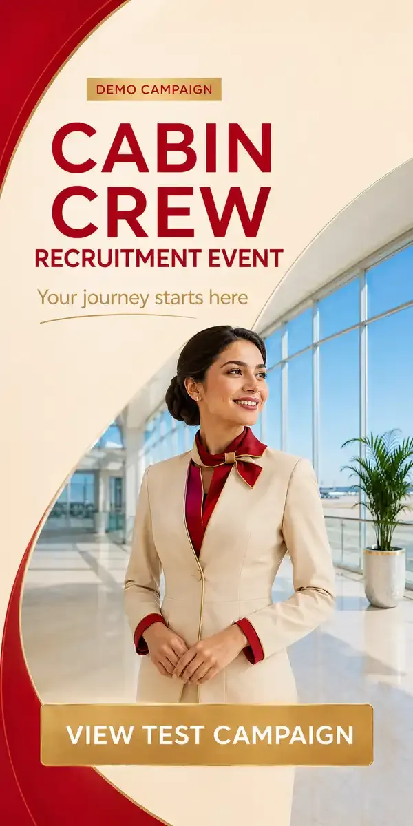 Article sidebar sponsored banners for airlines: Emirates Cabin Crew Open Day, Etihad Recruitment Event, Qatar Airways recruitment event, Air India Cabin Crew Recruitment Event and IndiGo Air Hostess Recruitment Event.