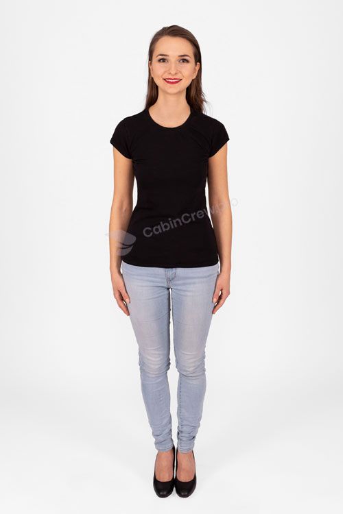 Emirates Cabin Crew Open Day full-length casual studio photo on white background