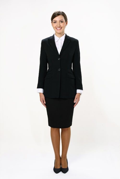 Full-length formal Emirates cabin crew photo for online application